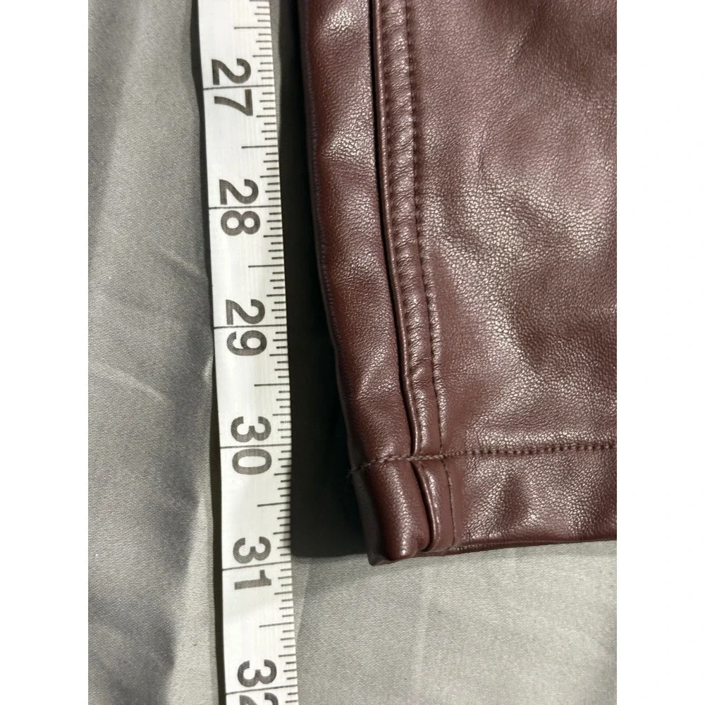 Abercrombie Curve Love 90s Straight Ultra High Rise Vegan Leather Pants Brown 25